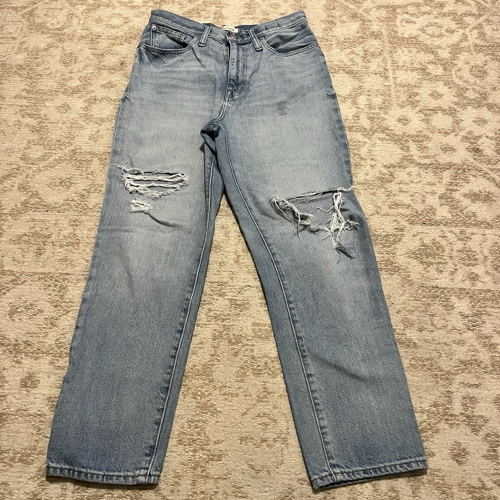 Madewell THE MOMJEAN Size 28‎ High Rise Distressed Jeans Boho Grunge Festival